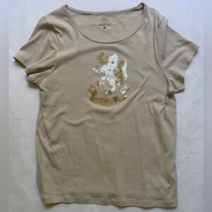 Vintage JCrew Graphic Tees Sequin Griffin Tan short sleeve Large